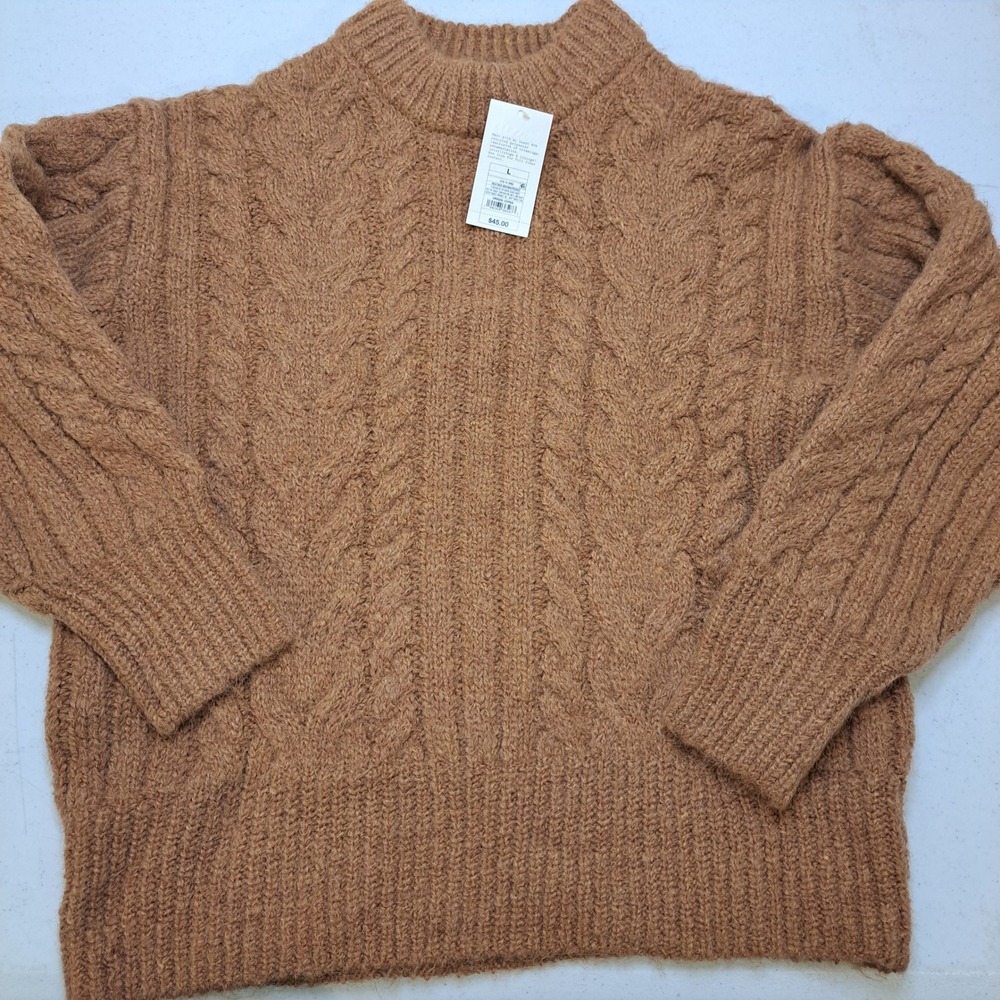 Universal Thread Women Sweater L Brown NWT Cable Knit 1880-360